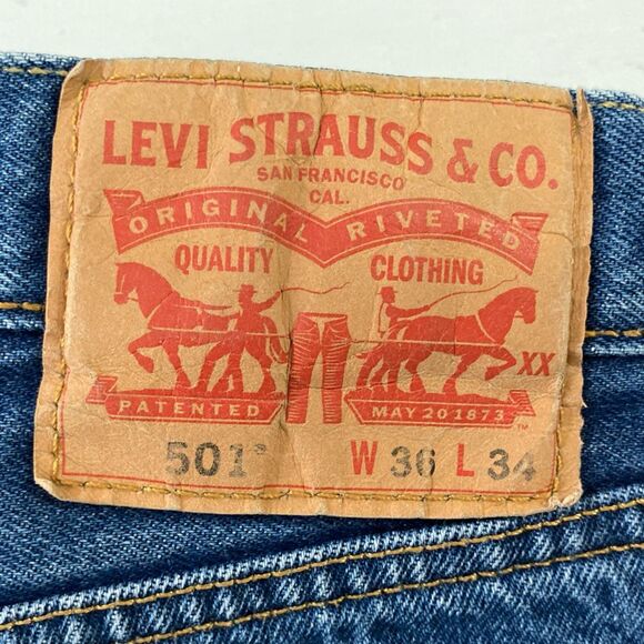 Levi’s Jeans Men’s 36x34 Blue Denim 501 XX Button Fly Straight Leg Classic - Picture 8 of 14